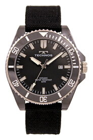 【テクノス】【TECHNOS】【送料無料】【訳あり：A】【アウトレット】【正規品】【腕時計】TECHNOS/テクノス T9A65SB セラミックケース 回転ベゼル 5気圧防水 腕時計 メンズ ブラック