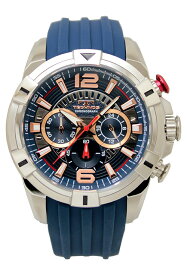 【アウトレット】【訳あり：A】【正規品】TECHNOS テクノス 腕時計 T8B81SN メンズ クォーツ クロノグラフ ステンレス シリコンベルト ブルー×ピンクゴールド