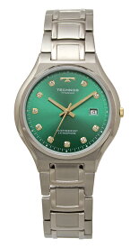 【アウトレット】【訳あり：A】【正規品】TECHNOS テクノス 腕時計 T9B88IM メンズ クォーツ 三針 チタニウム＆ステンレス グリーン