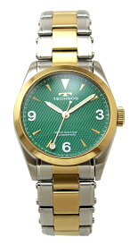【アウトレット】【訳あり：A】【正規品】TECHNOS テクノス 腕時計 T9B89TM メンズ クォーツ 三針 オールステンレス グリーン×ゴールド