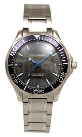 【アウトレット】【訳あり：A】【正規品】TECHNOS テクノス 腕時計 T9B98NE メンズ クォーツ オールステンレス 回転ベゼル ガンメタル×ブルー