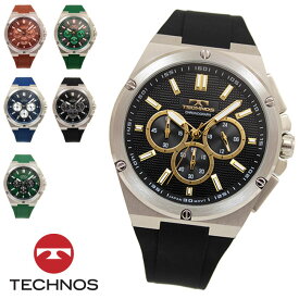 【アウトレット】【訳あり：A】【正規品】TECHNOS テクノス 腕時計 T6C27シリーズ メンズ クォーツ シリコンベルト クロノグラフ T6C27SB T6C27SA T6C27PM T6C27SH T6C27SM T6C27SN ブラック ブルー グリーン ブラウン ゴールド ガンメタル ピンクゴールド