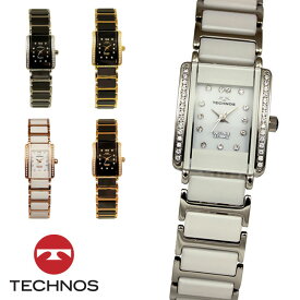 【アウトレット】【訳あり：A】【正規品】TECHNOS テクノス 腕時計 T9932シリーズ レディース クォーツ セラミック＆ステンレス 三針 T9932GB T9932TW T9932TB T9932PB T9932PW ブラック ゴールド ホワイト ピンクゴールド