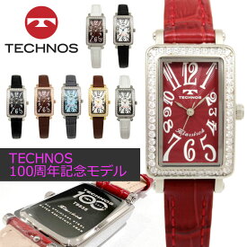 【アウトレット】【訳あり：A】【正規品】TECHNOS テクノス100周年記念モデル 腕時計 T9935シリーズ レディース クォーツ 三針 キラキラベゼル T9935SS SW SR SB SI PB BW GS ブラック ゴールド ブラウン アイスブルー シルバー ピンクゴールド レッド