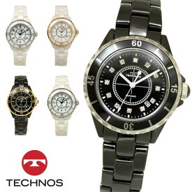 【アウトレット】【訳あり：A】【正規品】TECHNOS テクノス 腕時計 T9C06シリーズ メンズ クォーツセラミック ステンレス 三針 T9C06BB T9C06GB T9C06GW T9C06TW T9C06WW ブラック ホワイト ゴールド ポイントインデックス アラビア数字インデックス