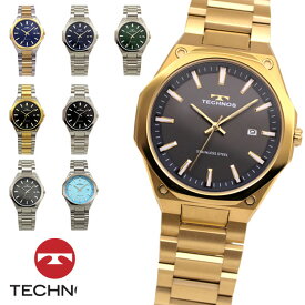 【アウトレット】【訳あり：A】【正規品】TECHNOS テクノス 腕時計 T9C19シリーズ メンズ クォーツ オールステンレス 三針 カレンダー T9C19SB SE SN SM SI TB TN GE ブラック ゴールド ガンメタル アイスブルー ブルー グリーン コンビ