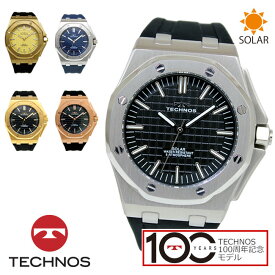 【アウトレット】【正規品】【訳あり：A】TECHNOS テクノス 腕時計 T9C35シリーズ メンズ ソーラー ステンレス＆シリコン 三針 テクノス 100周年記念モデル T9C35GC T9C35GB T9C35SB T9C35SN T9C35PB ブルー ブラック ゴールド シャンペーン ピンクゴールド