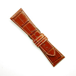 YK001cw-1-30【牛革型押し・白ステッチ・肉厚・超ワイド】- 色:茶 / サイズ:30-22mm