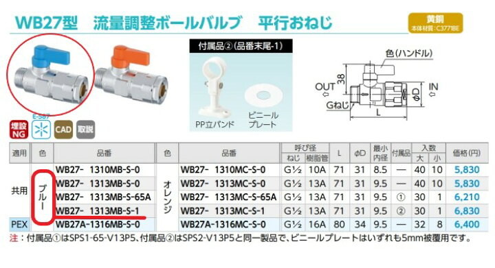 楽天市場】オンダ WB27−1313MB−S−1 流量調整ボール  