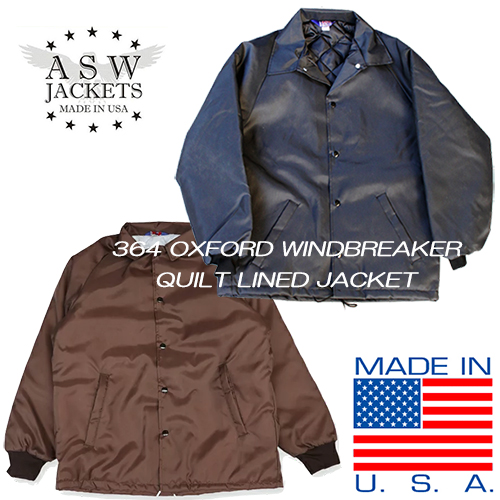 American Spirit Wear アメリカンスピリットウェア ASW Quilt Lined Coach Jacket キルト ライニング  コーチ ジャケット メンズ 2カラー 送料無料 MADE IN USA | WATER
