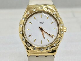 【期間限定セール】スウォッチ Swatch LINUSA Irony Medium ストーン レザー レディース クォーツ 腕時計 ゴールド YLG137 【中古】