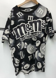 【期間限定セール】ア ベイシング エイプ A BATHING APE 【m&mコラボ】半袖シャツ 白黒・総柄 【中古】