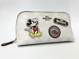 【期間限定セール】コーチ COACH ポーチ Disneyコラボ ホワイト系 CC柄 Mickey 3775 【中古】