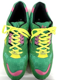 グッチ GUCCI GUCCI×adidas ZX 8000 Green GG Monogram スニーカー 緑・ピンク IE2207 【中古】