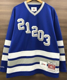 シュプリーム supreme WTAPS コラボ Tシャツ Hockey Jersey 長袖 Lサイズ 21AW mitchell&ness ブルー系 【中古】