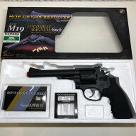 CROWN MODEL S&W M19 357コンバットマグナム　6インチ　ガスガン　 M19 ブラック【中古】