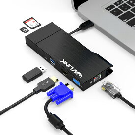 WAVLINK USB3.0フルHDミニドッキングステーション VGA/HDMI USB3.0ポート×2 TF/Micro SDカードリーダー内蔵のコンボ ギガビットイーサネット付き　テレワーク