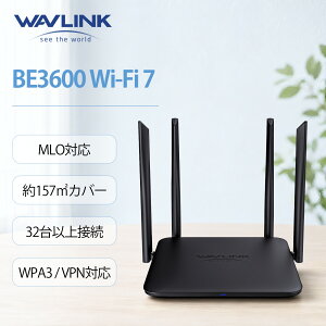 �y����Ƃ̐M���Z�p�zWAVLINK Wi-Fi 7 ���[�^�[ BE3600 �f���A���o���h�bMLO�Ή� 4096-QAM �b�M�K�r�b�gLAN �Q�[�~���O���[�^�[ OFDMA MU-MIMO WPA3 VPN�Ή� IPv6 �ƒ�p ����LAN���[�^�[�bEverything Mesh�Ή��A