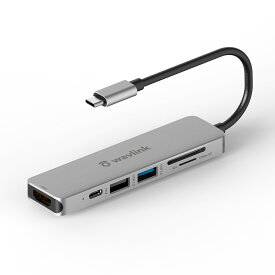 WAVLINK USB-C3.0 ハブ5-in-1・（1x4K＠30Hz HDMI　/1xUSB-C／1xUSB3.0／1xUSB2.0ポート/1xSD / TFカードリーダー）・USB C　PD 60W電力供給　Windows 7/8/10/Mac OS X 10.11以降　Chrome OS/Linuxに対応 在宅勤務