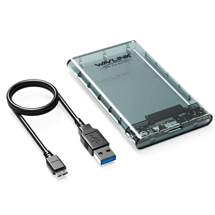 2.5インチ SATA - USB 3.0 外付けハードドライブエンクロージャ、ポータブルクリアハードディスクケース 2.5インチ 7mm 9.5mm SATA HDD SSD用、UASP & 2TBドライブ対応 : WAVLINKダイレクト楽天市場店