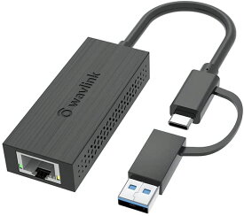 WAVLINK 2.5G有線LANアダプター/USB-C USB-A 2in1 LAN変換コンバーター/RJ45 ギガビットイーサネット/10/100/1000/2500 Mbps/高速転送/コンパクト/在宅勤務、オンライン授業またはオンライン会議に適用