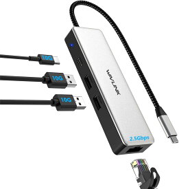 WAVLINK USB-Cイーサネットハブ、有線LANアダプター、4-in-1 ドッキングステーション 、Type C to RJ45 転送速度最大2.5Gbps 超高速イーサネット アダプタ、USB 3.2 Gen2ハブ、1*10Gbps USB-C、2*10Gbps USB-A、2.5Gbpsイーサネットポート