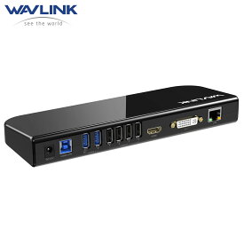 WAVLINK USB 3.0 ドッキングステーション・デュアル ビデオモニタ・ディスプレイ 最高解像度2048x1152のDVI & HDMI & VGA ポート、ギガビット、オーディオ、6つのUSBポート、PSE認定されたAC12V2A 電源アダプター付