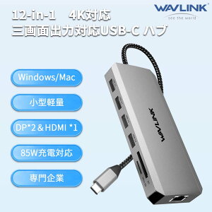 yƂ̐MZpzWAVLINK 12-in-1 USB-C hbLOXe[Vbgv4K@60Hzfo(HDMI+DP×2)ΉbPD85WdbUSB3.0×2 USB2.0×2bSD/TFǍbMKrbgLAN I[fBI}CN[q