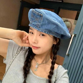 ベレー帽 レディース 帽子 おしゃれ 大きいサイズ デニム ハット 春夏秋 カジュアル ファッション ブルー