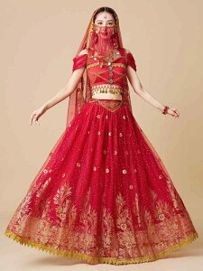 ベリーダンス 衣装 プリンセス ジャスミン ダンス インド エキゾチック ウイグルダンス コスチューム パフォーマンス セット メッシュ レディース エレガント 魅惑的 神秘的