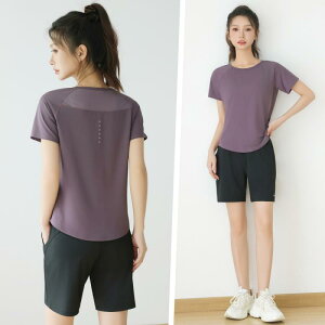 レディース トレーニングウェア 夏コーデ トップス Tシャツ 半袖 ショートパンツ ハイウエスト セットアップ 速乾 通気性 帯電防止 軽量 伸縮性 フィットネスウェア アウトドア ランニング