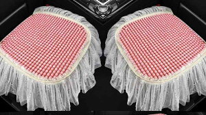 車 座席 シート カバー 夏 レディース フロント リア 座面 装飾 カー用品 アクセサリー 樹脂 パール レース 滑り止め 通気性 個性的 ピンク 白 緑