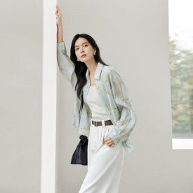 レディース トップス シャツ おしゃれ カジュアル 花柄 快適 グラデーション プリント 長袖 女性用 春