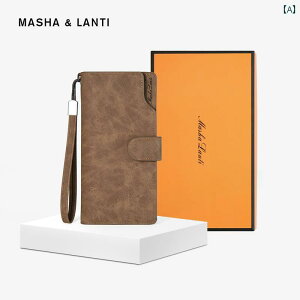 長財布 メンズ おしゃれ シンプル ビジネス PU レザー ラウンドファスナー ストラップ スマホ 小銭入れ お札を折らない カード 収納 多い たくさん入る 大容量 ロング ウォレット 誕生日 父の