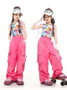 ダンス衣装 女の子 ジャズ ヒップホップ スポーツ 発表会 ステージ パフォーマンス 韓国風 おしゃれ クール へそ出し クロップド丈 トップス 長ズボン セットアップ 上下セット ポリエステ