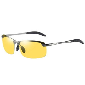 サングラス 多機能 スマート調光 偏光 昼夜兼用 UV400 アビエーター パイロット スクエア フレームレス 運転 ドライブ サイクリング レジャー アウトドア スポーツ 紫外線対策 眩しさ軽減 フ