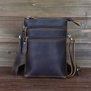 ウエストポーチ メンズ クレイジーホースレザー 牛革 フルグレインレザー スマホポーチ ベルトポーチ 欧米レトロ ヴィンテージ 縦型 スクエア型 普段使い デイリーユース ダークブラウン