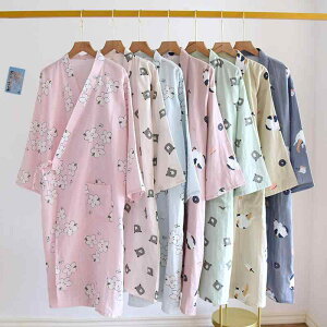 バスローブ レディース 和風 ナイトガウン 春夏 薄手 軽量 綿100% ガーゼ素材 ゆったり ルームウェア 寝間着 帯付き お風呂上がり サウナ 温泉