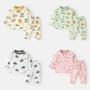 ベビー ルームウェア パジャマ 男の子 女の子 赤ちゃん キッズ 幼児 肌に優しい 縫い目なし 快適 通気性 長袖 長ズボン 上下セット 綿混 春秋 カジュアル キャラクター柄 かわいい