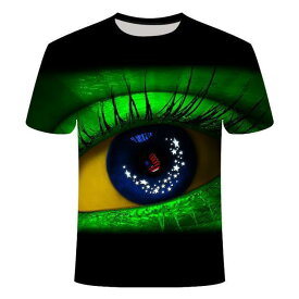 Tシャツ メンズ 男性用 国旗柄 3Dデジタルプリント 丸首 クルーネック ゆったり ルーズフィット ビッグシルエット 半袖 ショートスリーブ ポリエステル 薄手 春夏 ストリート系 カジュアル 普段使い