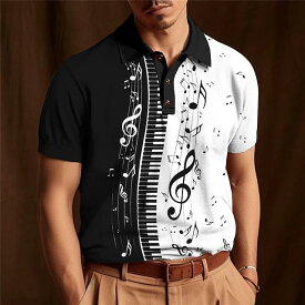 メンズ ポロシャツ 春夏 カジュアル 普段使い レジャー 3Dプリント 襟付き 半袖 ボタン ポリエステル スリムフィット 通気性 色落ち防止