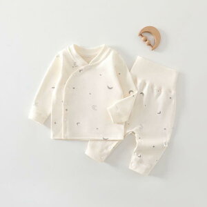 ベビー肌着 新生児 赤ちゃん 男女兼用 綿100% シームレス 上下セット ハイウエスト 腹巻き付き お腹保護 吸湿速乾 柔らかい 春秋冬用 インナー パジャマ かわいいアニマル柄 花柄 ドット柄 敏