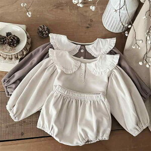 セットアップ ベビー 女の子 春秋 韓国風 おしゃれ 長袖 スウェット トレーナー 前開き ショートパンツ 半ズボン 綿 肌触りの良い 柔らか 快適 上下2点セット 普段使い お出かけ