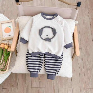 ベビー服 男の子 春夏 スウェット トレーナー パンツ ズボン 上下セット 2点セット おしゃれ かわいい 韓国風 綿 コットン ニット 柔らか 普段着 部屋着 長袖 長ズボン