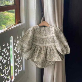 ロンパース ベビー 女の子 春秋 長袖 カバーオール コットン素材 肌に優しい 北欧風 小花柄 スカート風 ワンピース ボディスーツ 普段使い お出かけ着 ベージュ系 ナチュラルカラー 幼児服