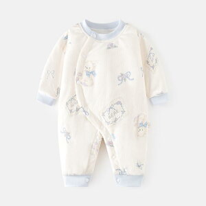 ロンパース ベビー服 赤ちゃん 男女兼用 秋冬 厚手 中綿入り キルティング 前開き サイドボタン 肌に優しい シームレス カバーオール 綿混素材