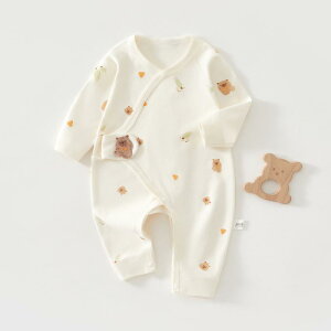 ロンパース 新生児 ベビー服 赤ちゃん 綿100% 無縫製 前開き 和尚服 カバーオール ボディスーツ 長袖 男女兼用 肌に優しい スナップボタン 春秋 出産準備