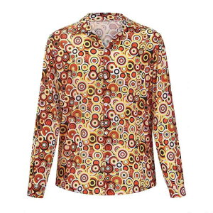 シャツ メンズ 男性用 ハロウィン コスプレ 衣装 仮装 70年代 ディスコ レトロ ヒッピー 花柄 オープンカラー 長袖 ポリエステル 大きいサイズ トップス