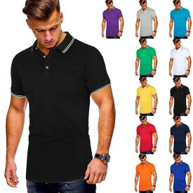 ポロシャツ メンズ 半袖 ストライプ柄 スリムフィット 襟袖切り替えデザイン カジュアル 普段使い 吸湿速乾 洗濯可能 ポリエステル混紡 夏物 トップス