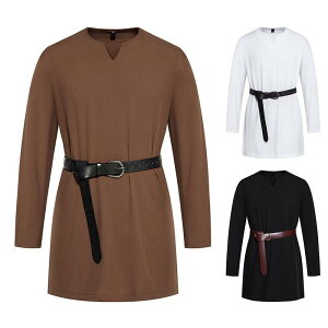 Tシャツ メンズ 男性用 ハロウィン 仮装 コスプレ 騎士 ナイト 海賊 パイレーツ 戦士 ウォーリア レトロ ヴィンテージ 半袖 ミドル丈 ポリエステル 吸湿速乾 クルーネック 丸首 ホワイト ブラ